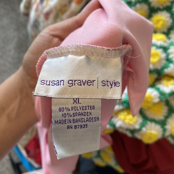 ⭐ 3/$15 Susan Graver Style XL Pink Sleeveless Tank Top 90% Polyester 10% Spandex - Picture 5 of 5